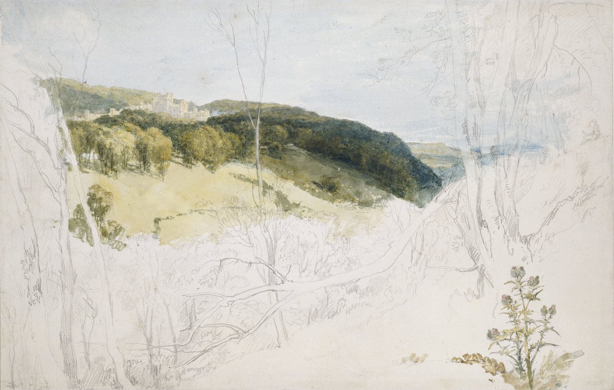 Distansvy över Lowther Castle (Park Scene), 1809 (akvarell och grafit på papper) av Joseph Mallord William Turner