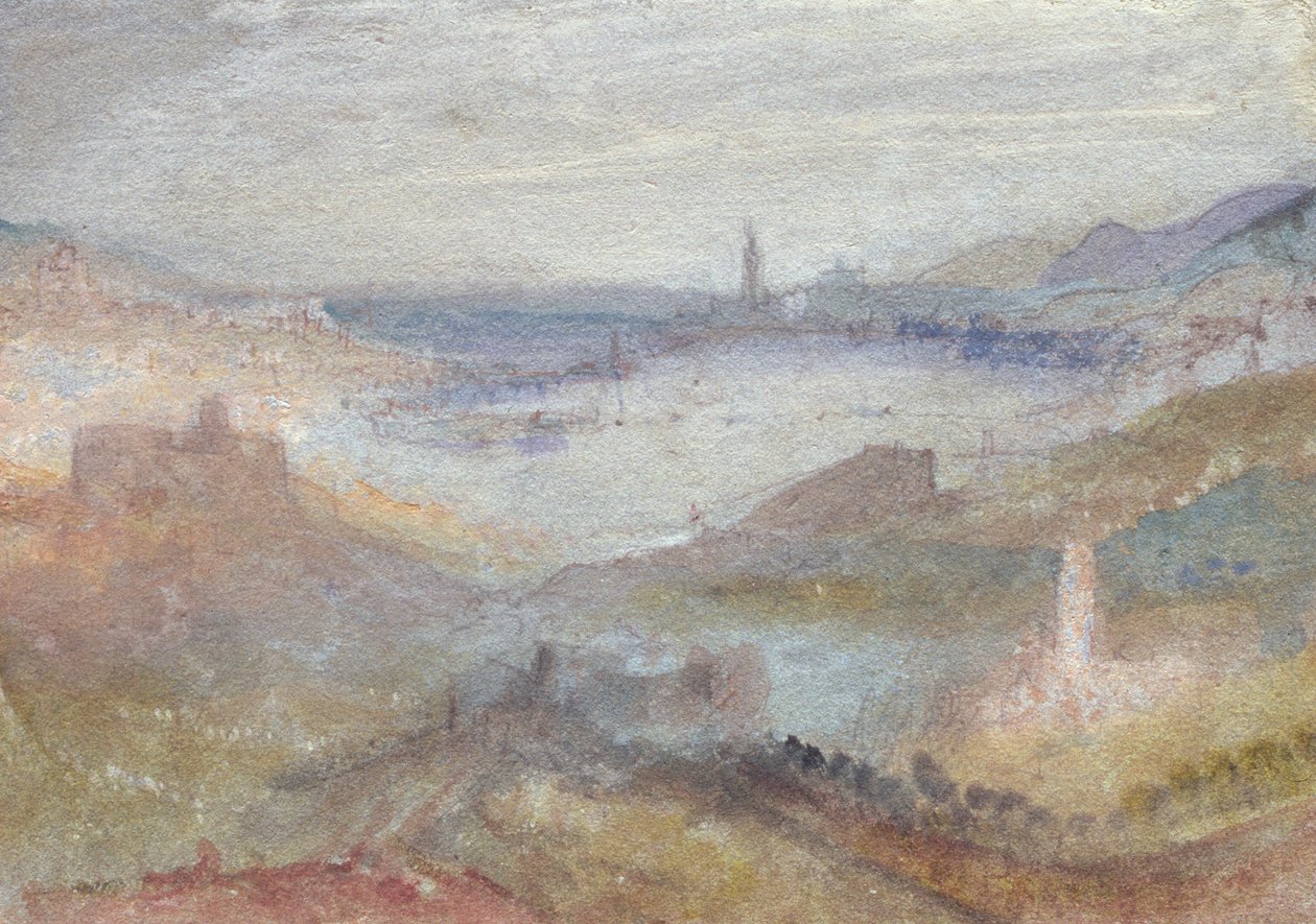 Vidsträckt utsikt över en sjö av Joseph Mallord William Turner