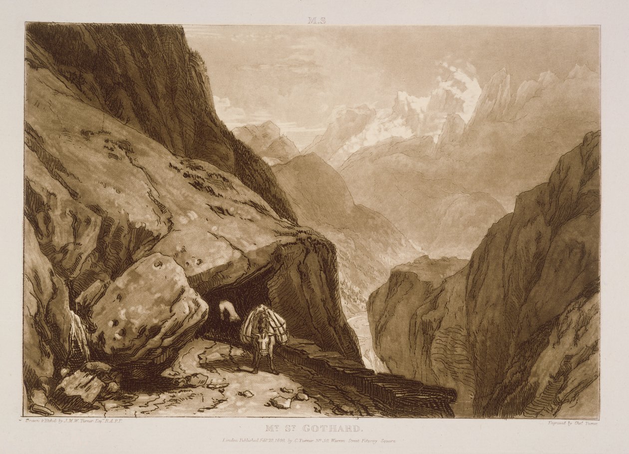 F.9.I Mt. St. Gothard, från "Liber Studiorum", graverad av Charles Turner, 1808 av Joseph Mallord William Turner