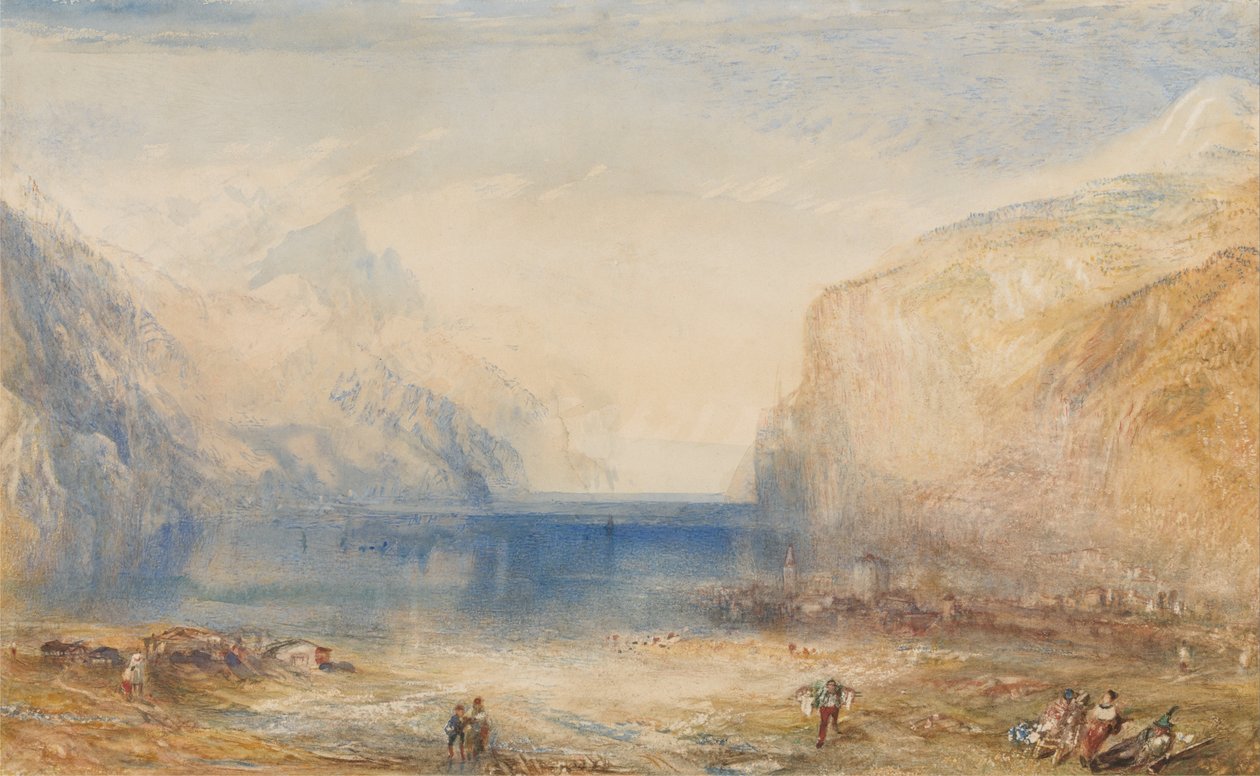 Fluelen- Morning (looking towards the lake) av Joseph Mallord William Turner