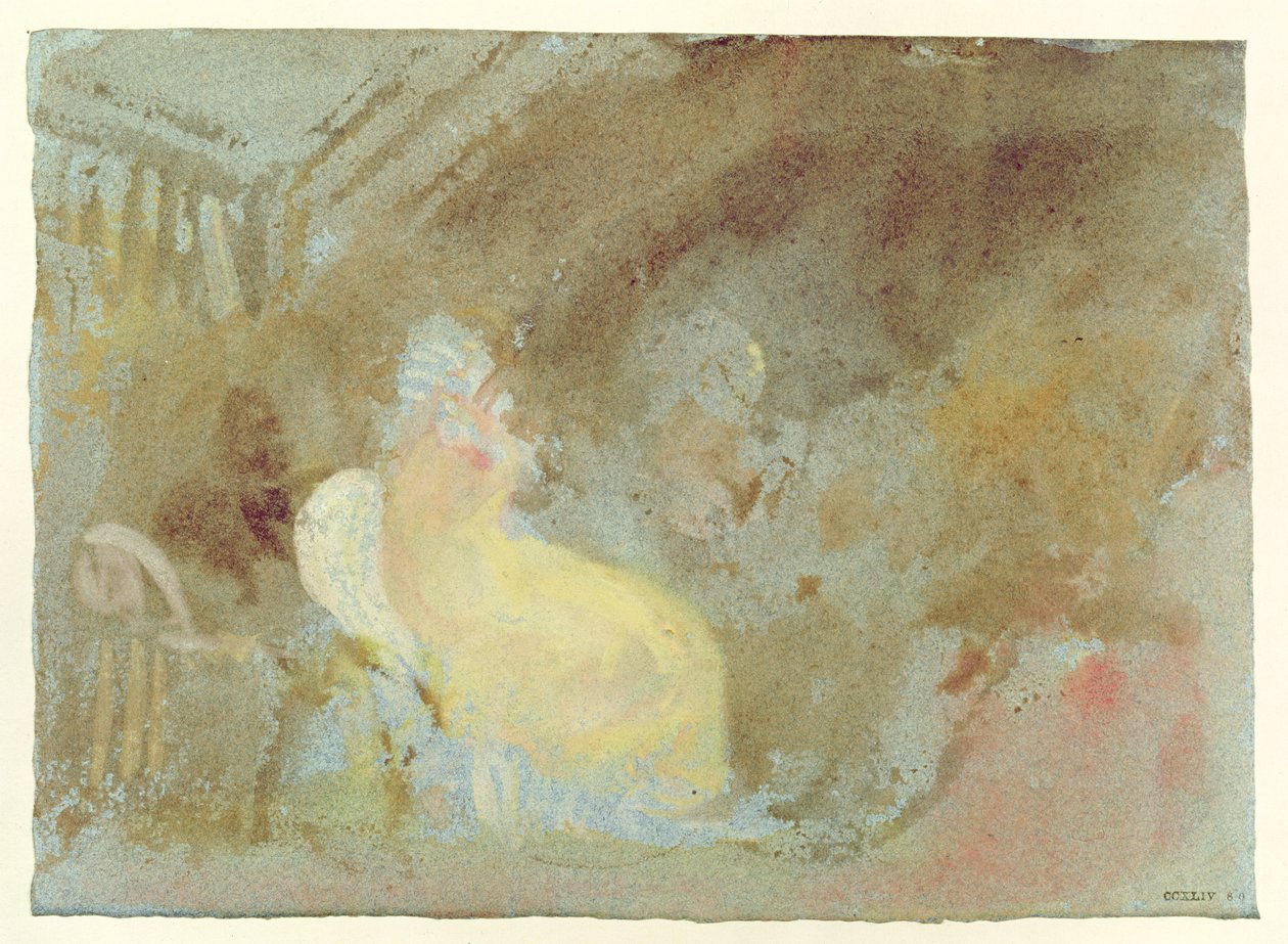 Interiör på Petworth med sittande figur, 1830 (gouache) av Joseph Mallord William Turner