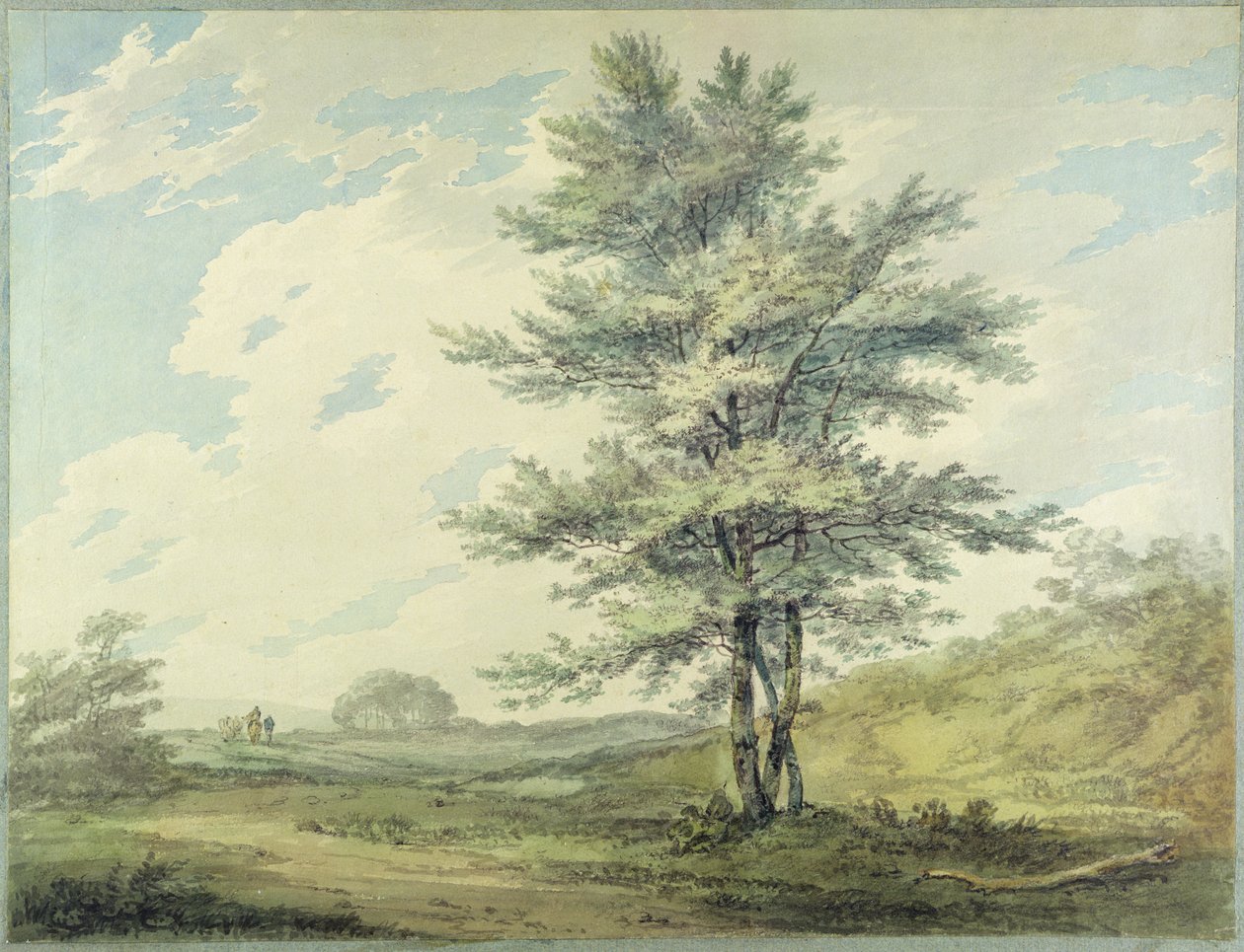 Landskap med träd och figurer, ca 1796 (wc över grafit på papper) av Joseph Mallord William Turner