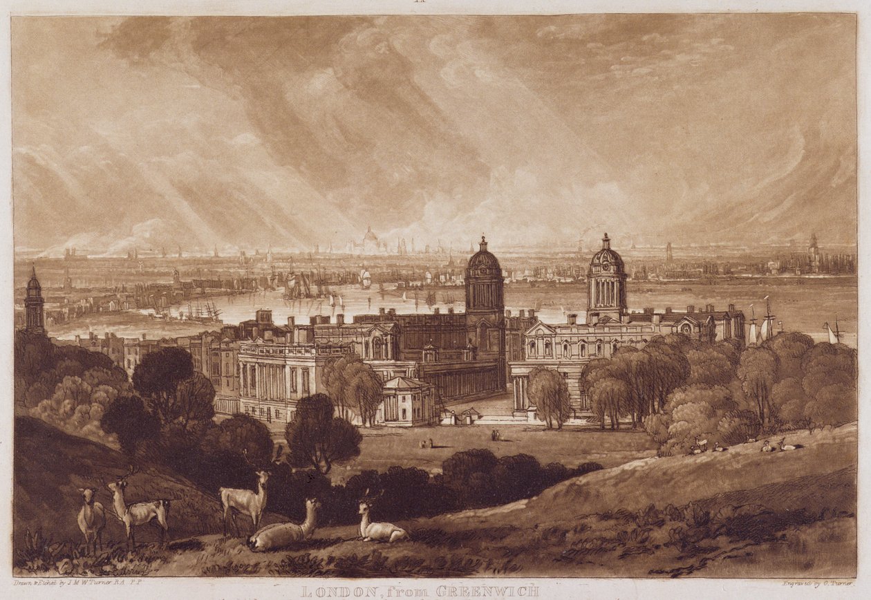 London från Greenwich, graverad av Charles Turner (1773-1857) 1811 av Joseph Mallord William Turner