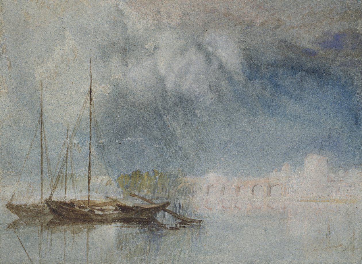 Nantes: Pont Pirmil, ca 1830 (akvarell med bodycolour och penna och brunt bläck) av Joseph Mallord William Turner