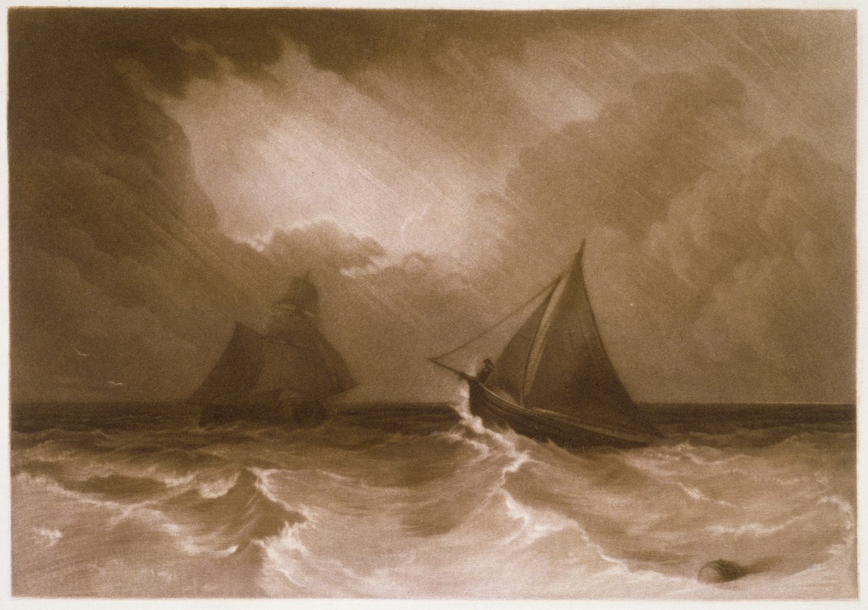 R.808b Skepp och kutter, från "Little Liber", graverat av konstnären, ca 1826 (mezzotint) av Joseph Mallord William Turner