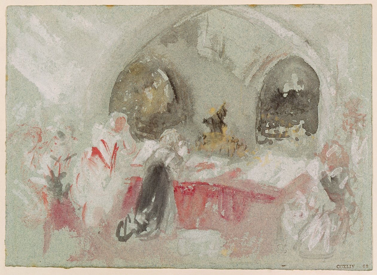 Gudstjänst i kapellet i Petworth, 1830 (gouache) av Joseph Mallord William Turner