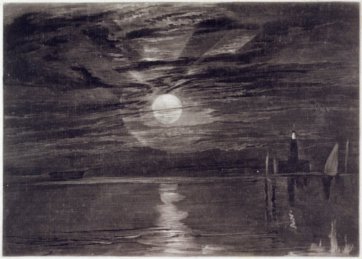 Shields Lighthouse, c.1825 (mezzotint)swed av Joseph Mallord William Turner