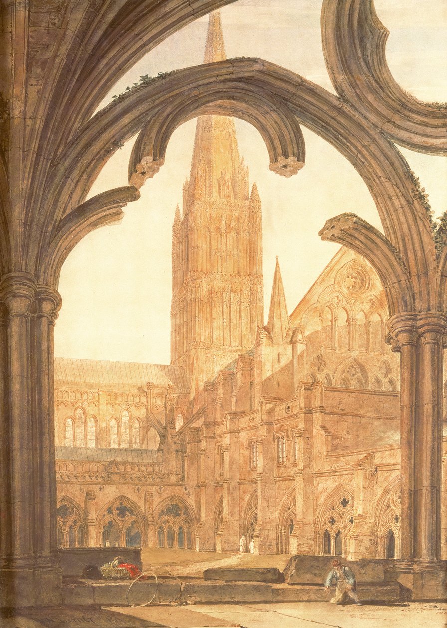 Södra vyn av katedralen i Salisbury från klostren, 1802 av Joseph Mallord William Turner