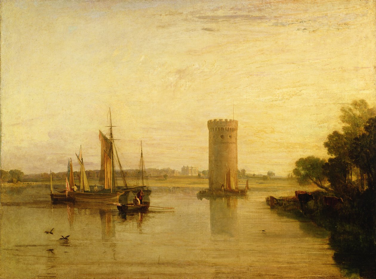 Tabley, säte för Sir J.F. Leicester, Bart.: Calm Morning, ca 1809 av Joseph Mallord William Turner
