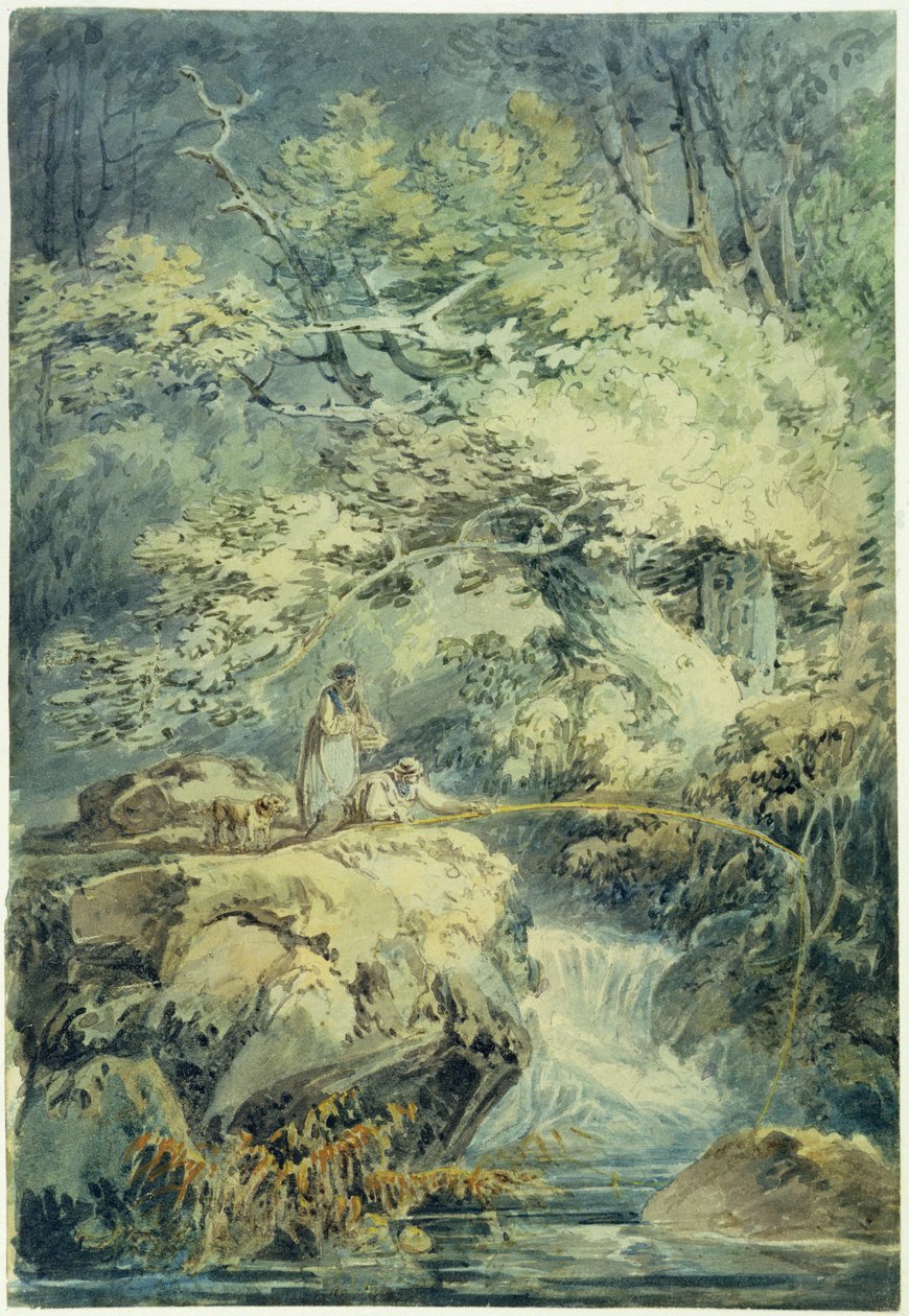 The Angler, 1794 (wc över grafit på papper) av Joseph Mallord William Turner