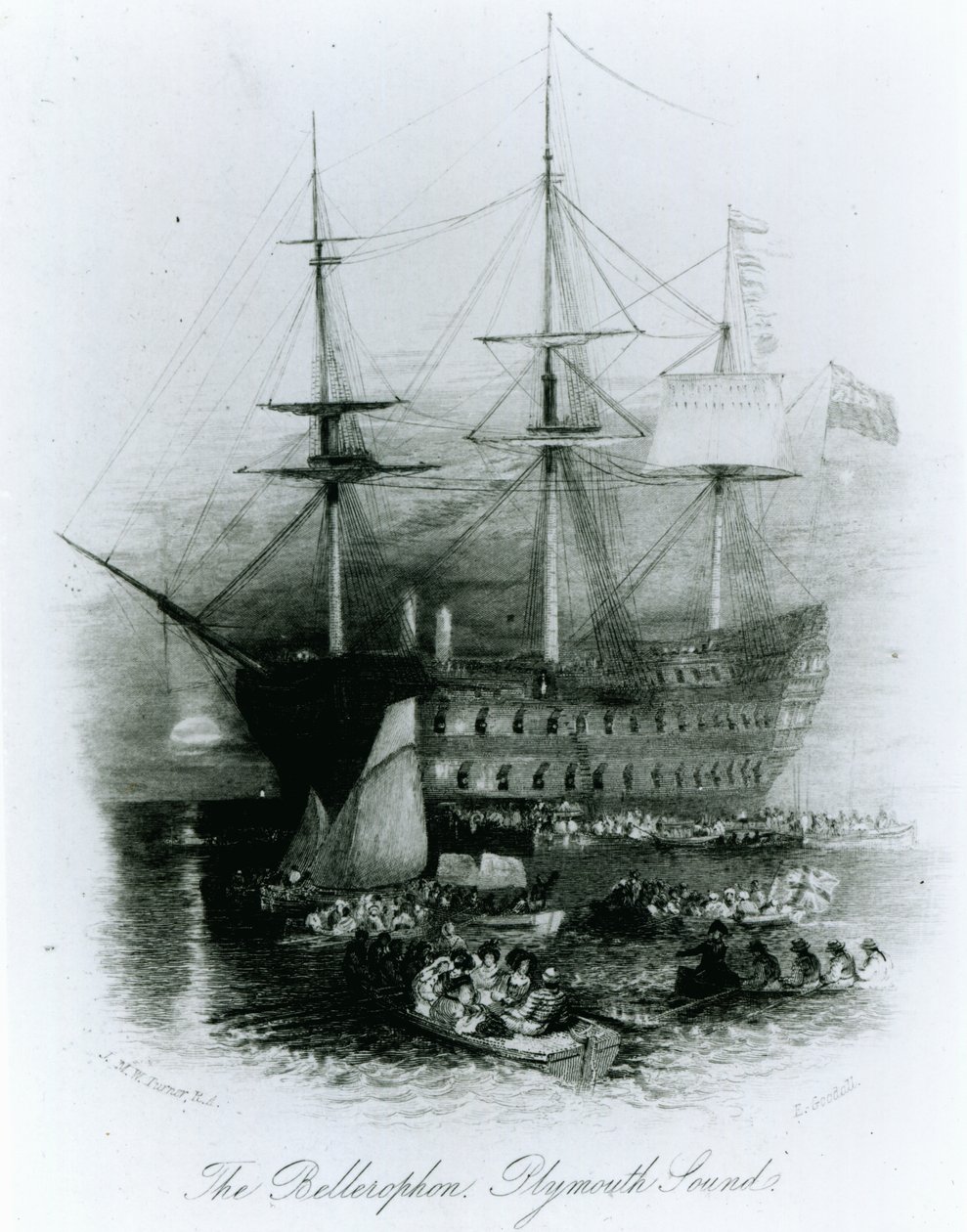 Bellerophon vid Plymouth Sound 1815, 1834-36 av Joseph Mallord William Turner