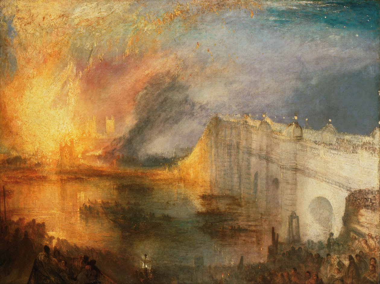 Bränningen av över- och underhuset, den 16 oktober 1834 av Joseph Mallord William Turner