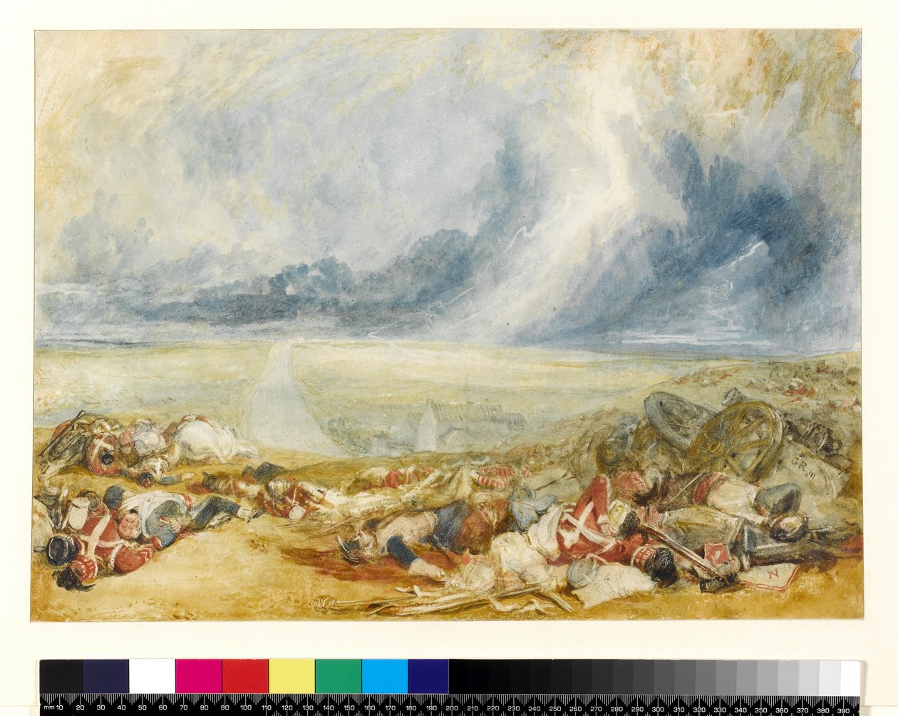 Fältet vid Waterloo, ca 1817 (wc över blyerts på papper) av Joseph Mallord William Turner