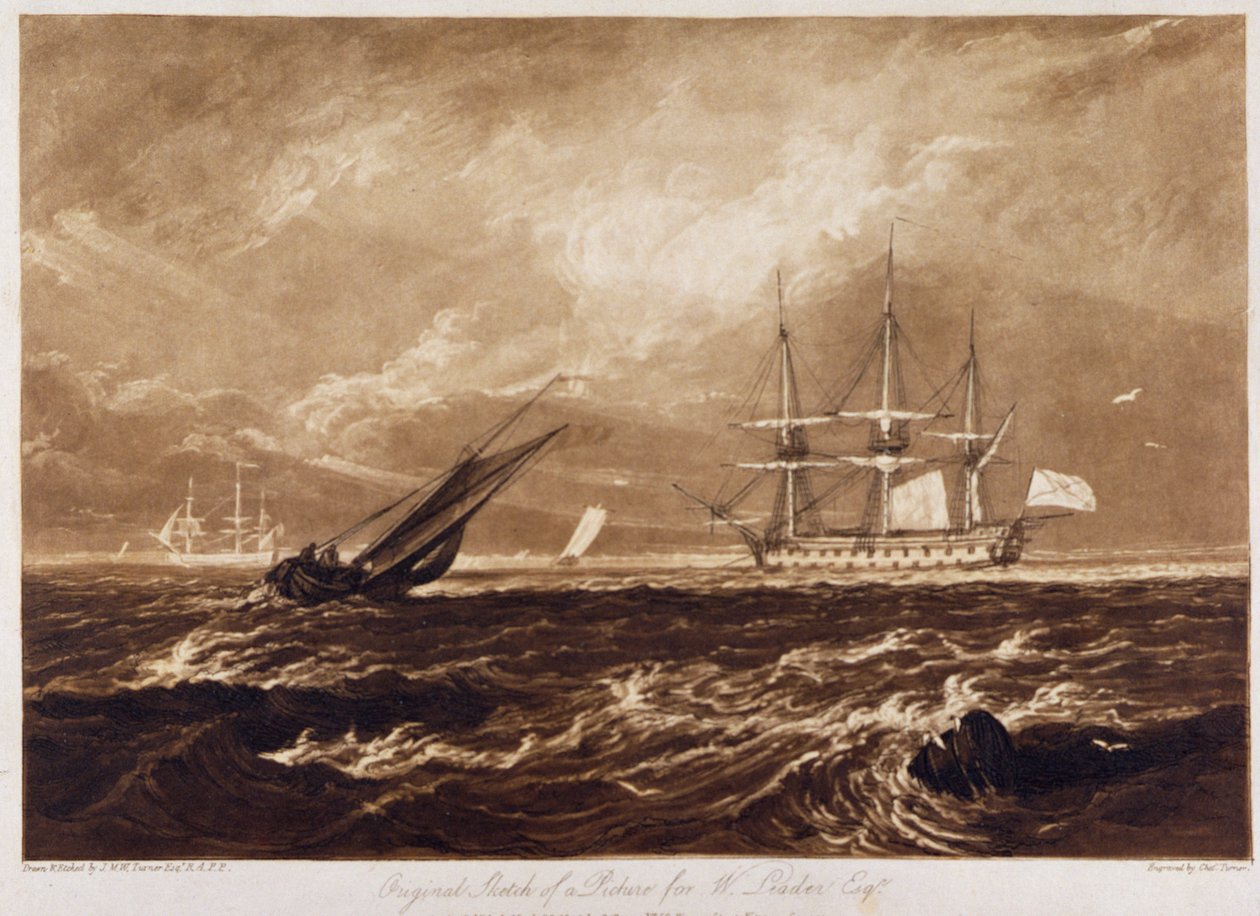 The Leader Sea Piece, graverad av Charles Turner (1773-1857) 1859-61 av Joseph Mallord William Turner