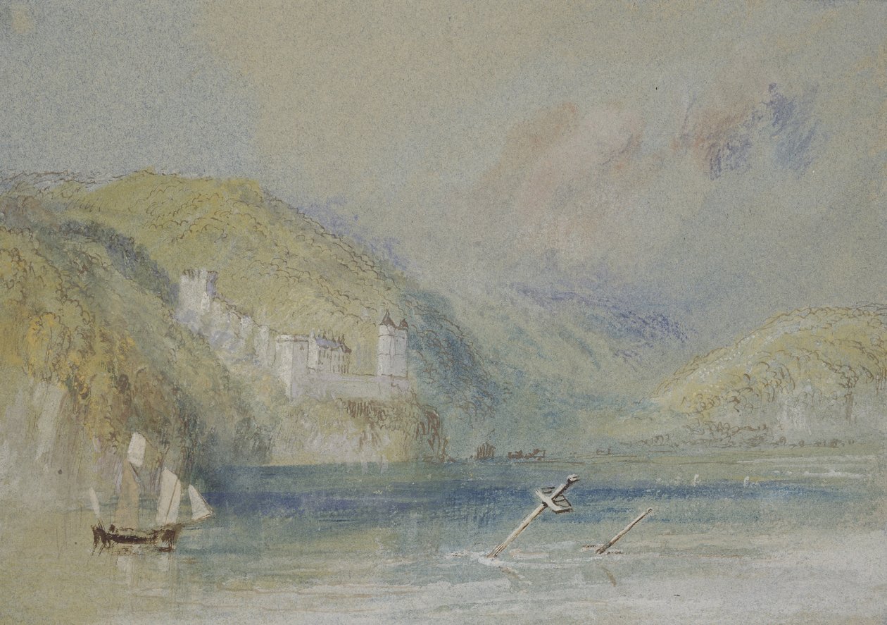 Seine nära Tancarville, ca 1832 (wc med gouache och penna och bläck på papper) av Joseph Mallord William Turner