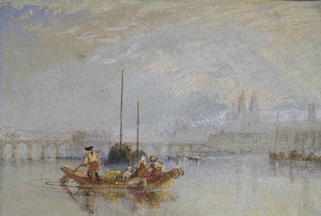Turer, c. 1830 (akvarell över grafit med kroppsfärg och penna och brunt bläck på grått papper) av Joseph Mallord William Turner