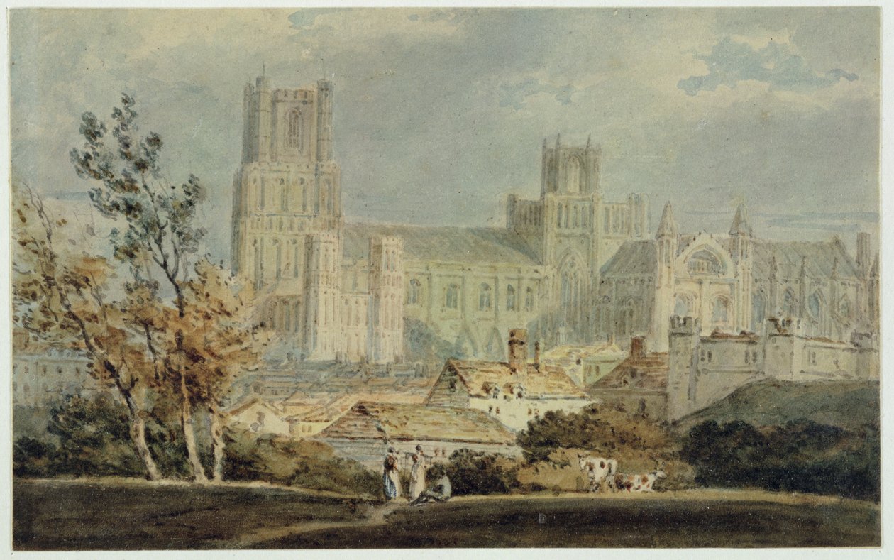Utsikt över Ely Cathedral (penna och wc på papper) av Joseph Mallord William Turner