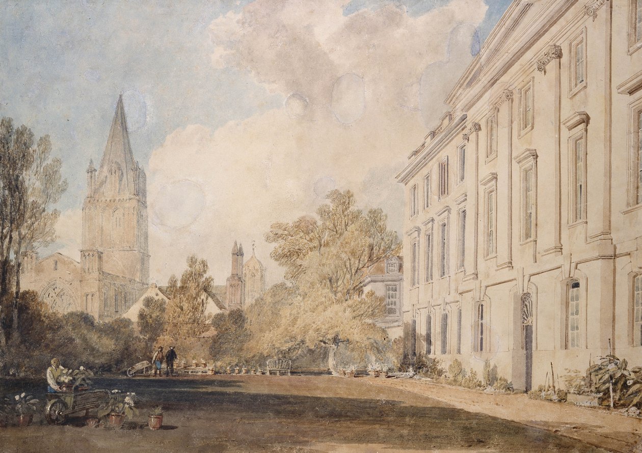 Utsikt över katedralen i Christ Church och en del av Corpus Christi College, 1803-04 (wc över grafit, på papper) av Joseph Mallord William Turner