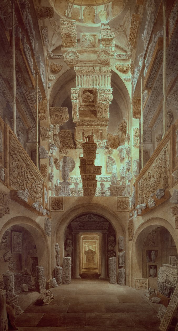 Interiör av Soane Museum, av Joseph Michael Gandy