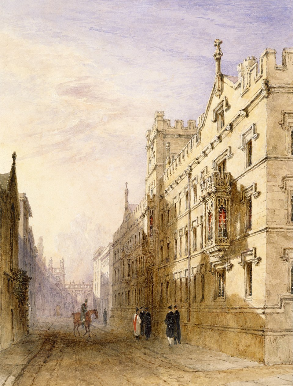 Exeter College, Oxford, 1835 (wc med grafit och gummi på papper) av Joseph Murray Ince