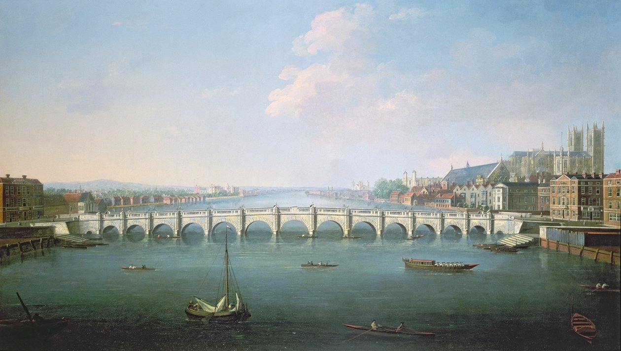 Utsikt över Themsen vid Westminster Bridge av Joseph Nicholls