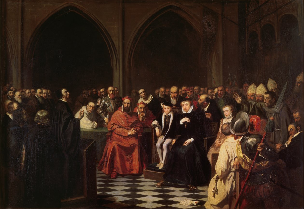 Samtalen af Poissy i 1561, 1840 swed av Joseph Nicolas Robert Fleury