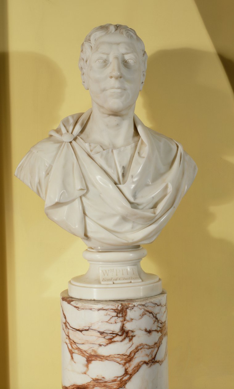 Byst av William Pitt den äldre, 1:a jarlen av Chatham (1708-78) (marmor) av Joseph Nollekens