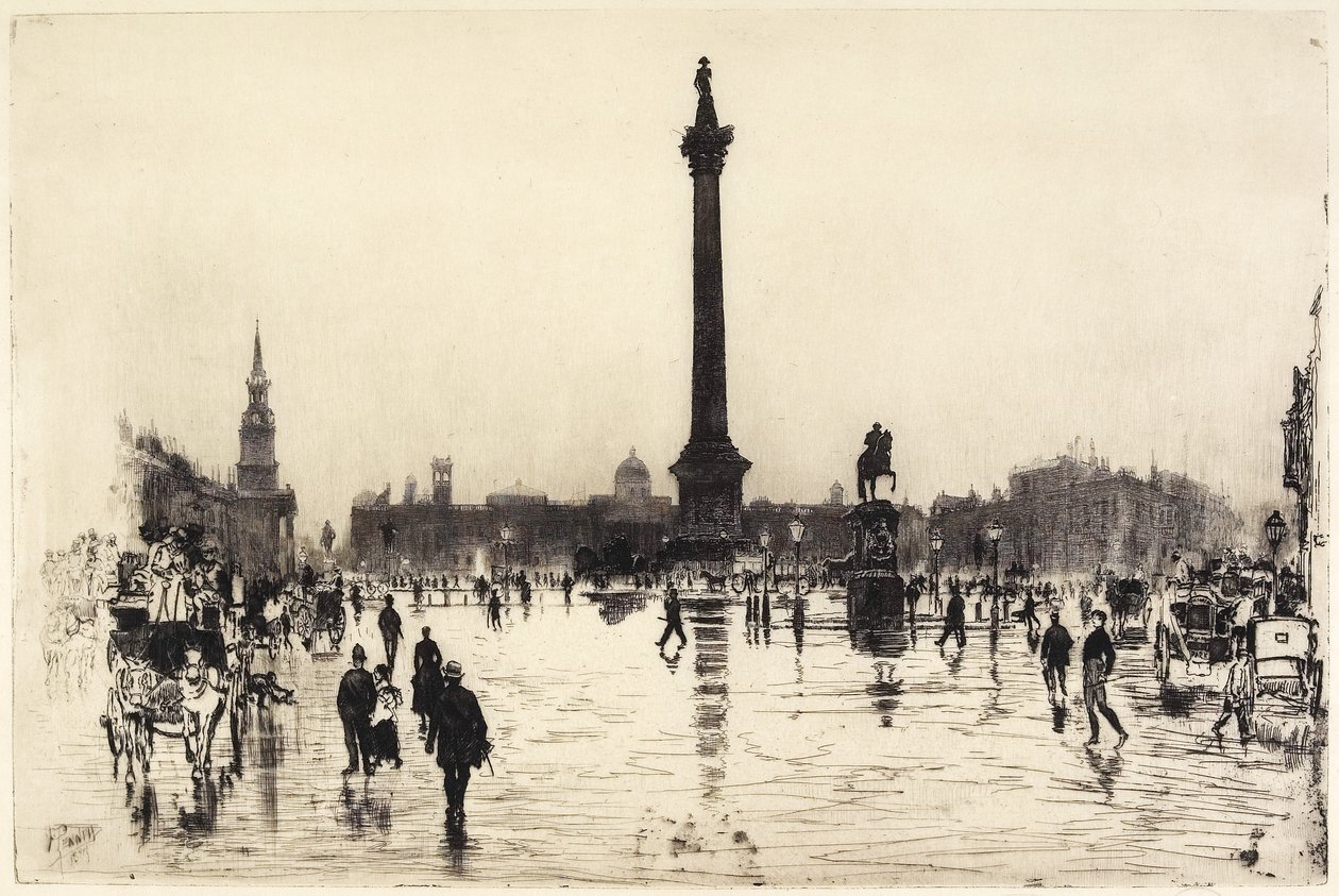 Nelson Monument, Trafalgar Square, London, 1887 av Joseph Pennell