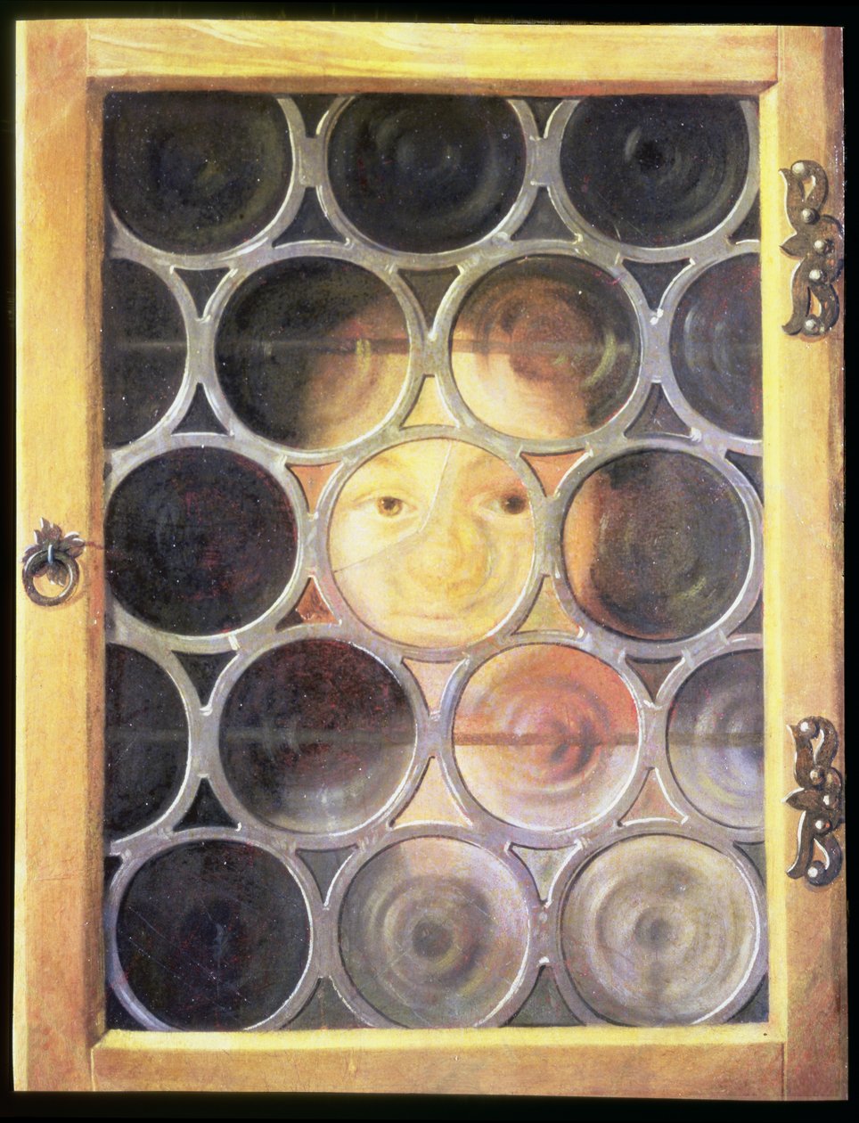 Trompe LOeil of a Boys Face through a Window av Joseph Plepp