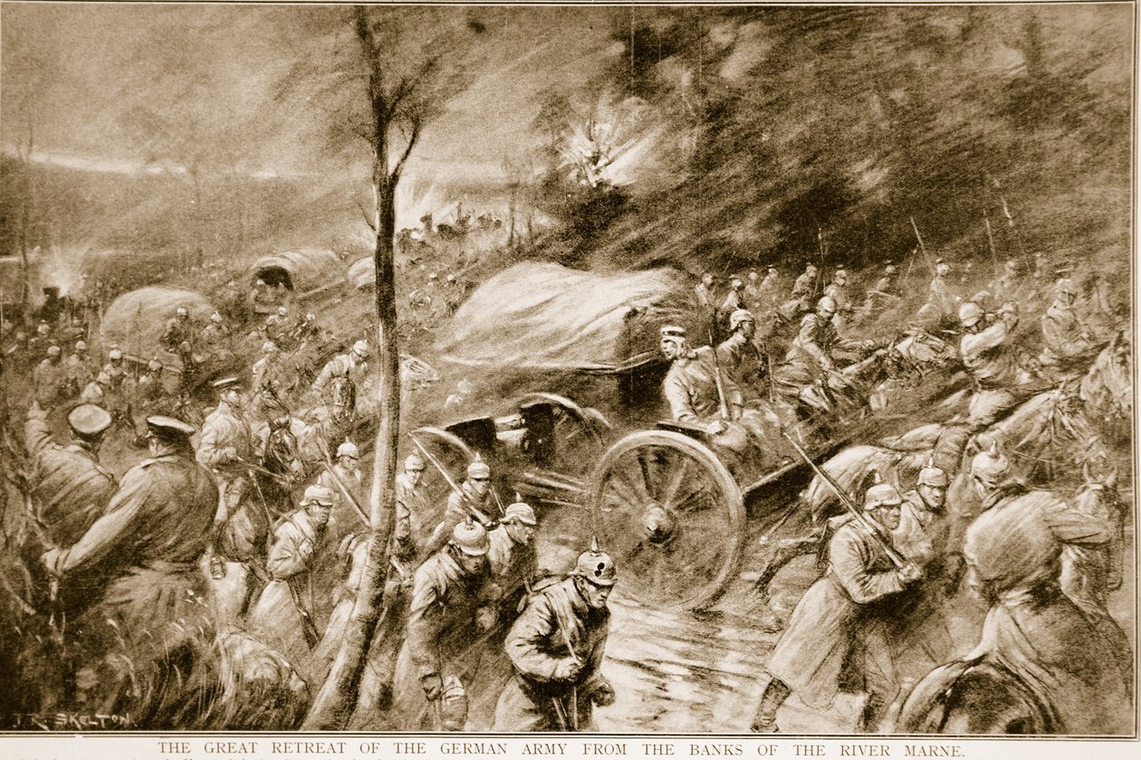 Den tyska arméns stora reträtt från floden Marnes stränder 1914 av Joseph Ratcliffe Skelton