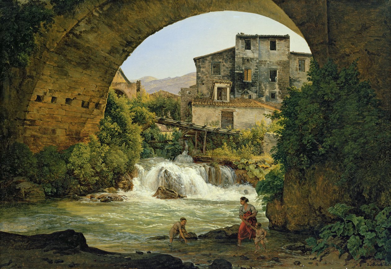 Under bågen på en bro i Italien, 1822 av Joseph Rebell
