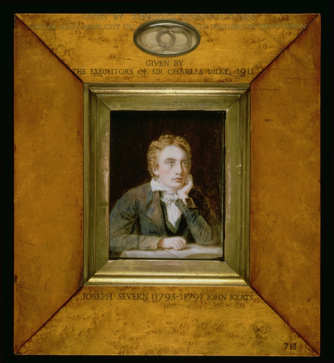 No.0713 En porträttminiatyr av John Keats (1795-1821) c.1818 av Joseph Severn