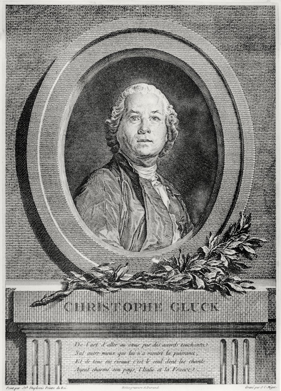 Porträtt av Christoph Gluck, tysk kompositör, graverad av Simon Charles Miger (1736-1820) (heliogravyr) av Joseph Siffred Duplessis