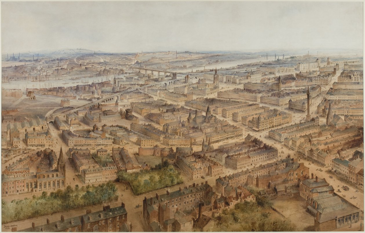 Newcastle upon Tyne (kroppsfärg, penna och wc på papper) av Joseph Ratcliffe Skelton