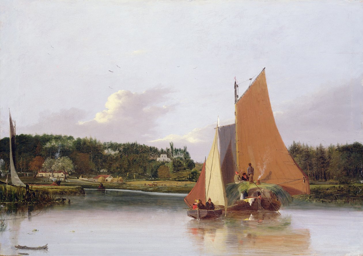 Båtar på Yare nära Bramenton, Norfolk, 1828 av Joseph Stannard
