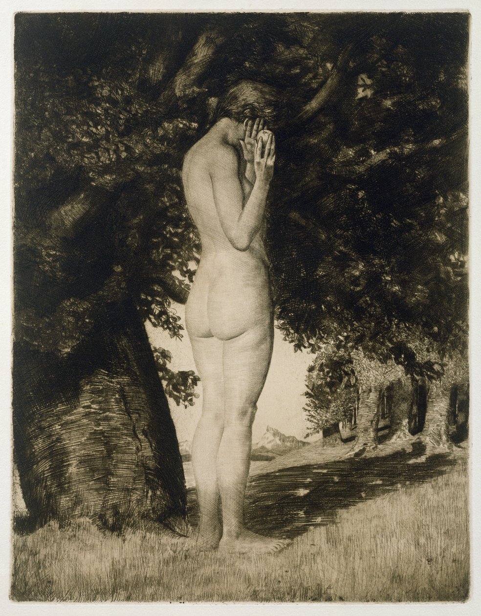 Eve, 1918 (etsning på papper) av Joseph Uhl