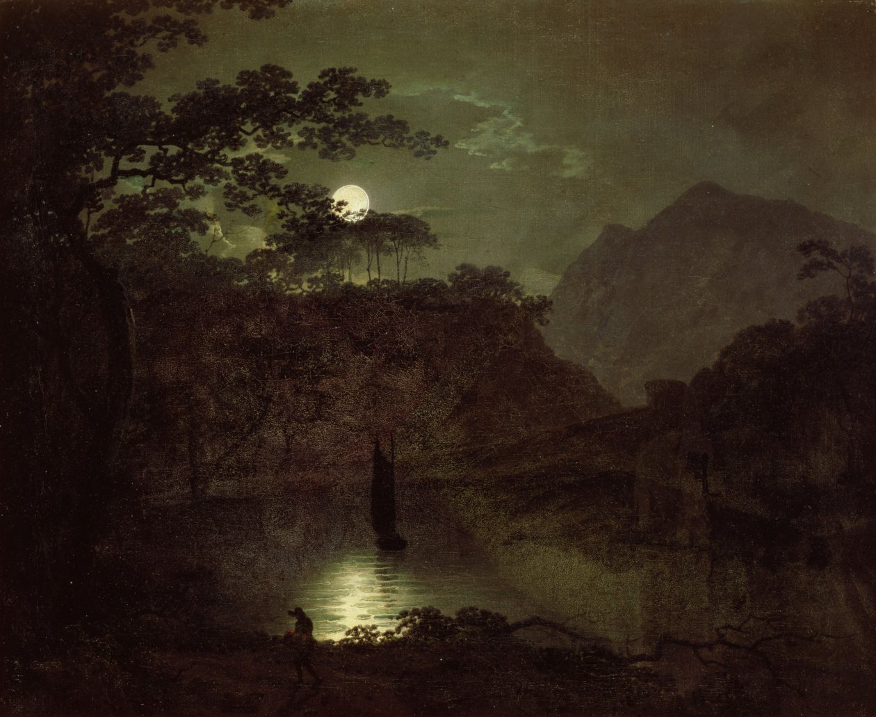 En sjö vid månsken, ca 1780-82 av Joseph Wright of Derby