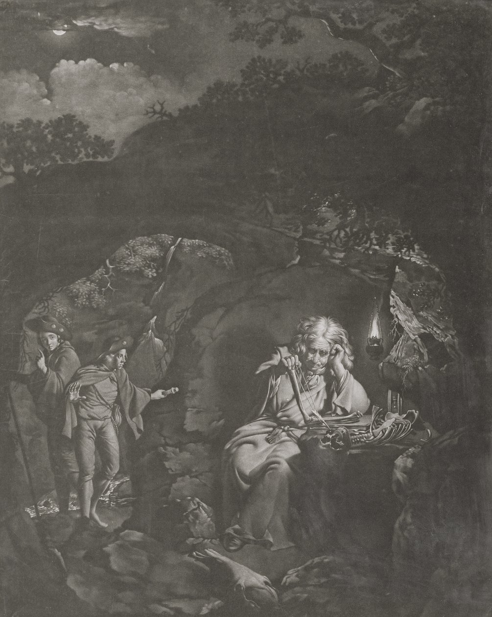En filosof vid lampljus, graverad av William Pether (ca 1738-97) 1770 (mezzotint) av Joseph Wright of Derby