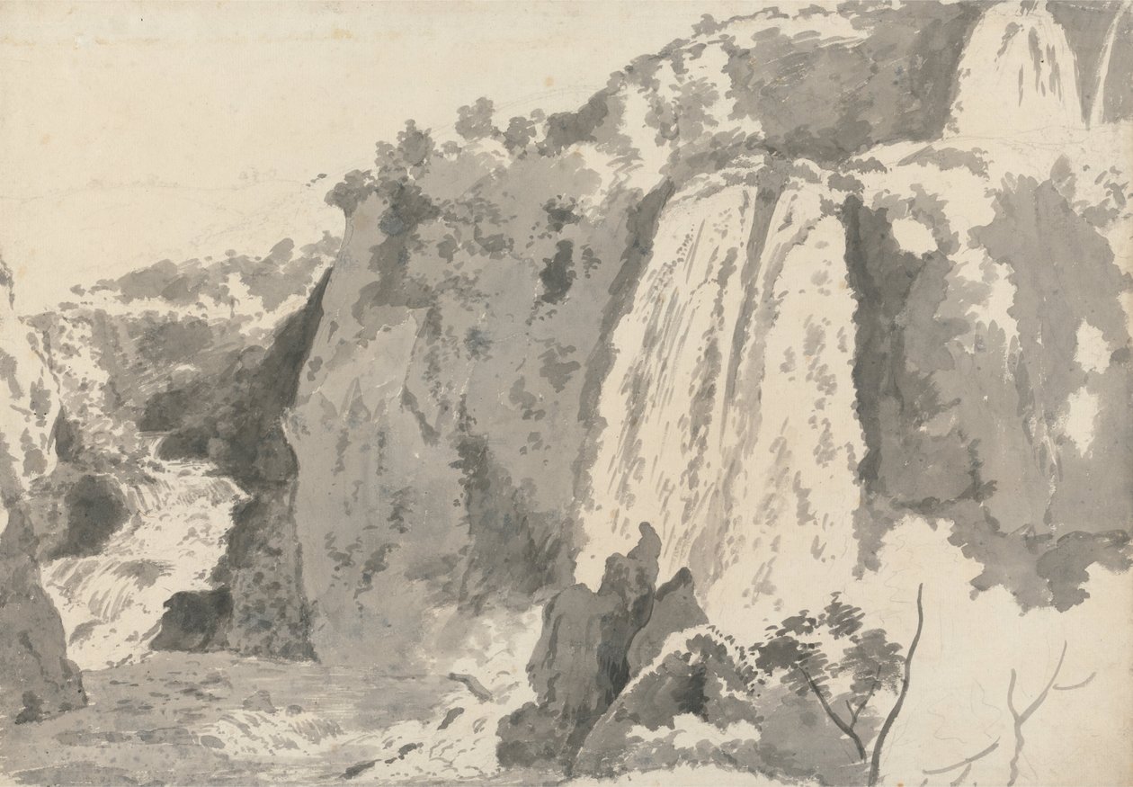 Rocky Landscape with Waterfalls av Joseph Wright of Derby