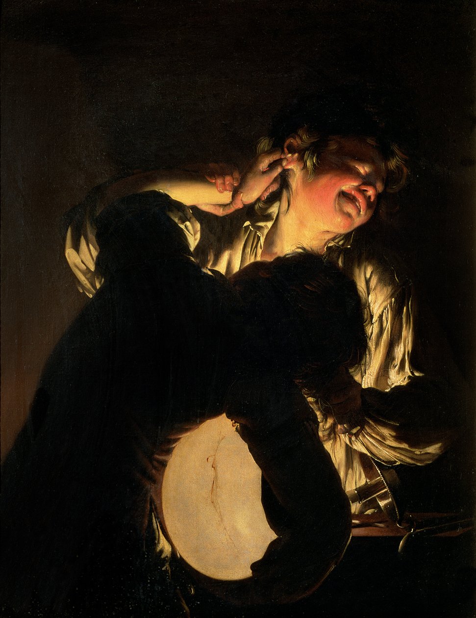 Två pojkar slåss om en blåsa, ca 1767-70 av Joseph Wright of Derby