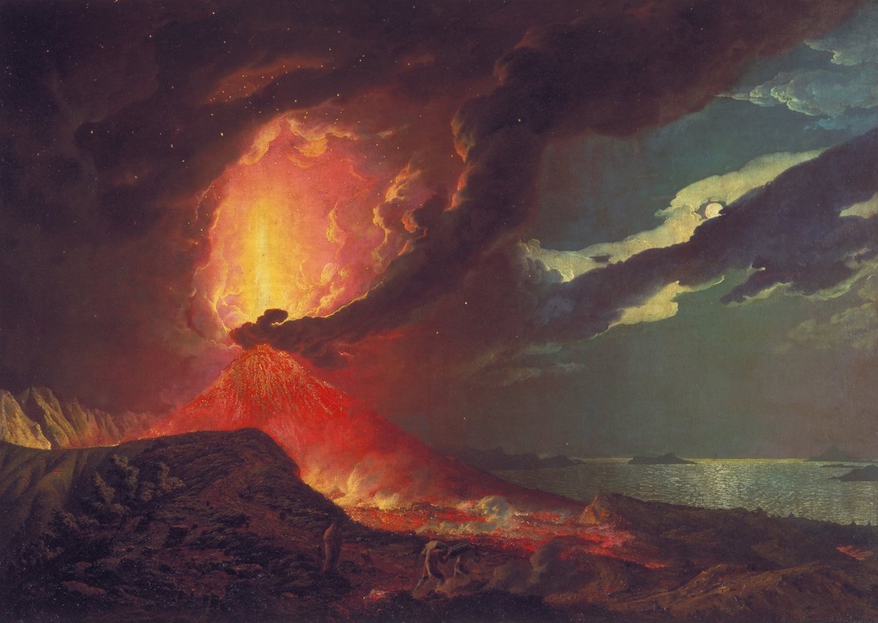 Vesuvius in Eruption, with a View over the Islands in the Bay of Naples av Joseph Wright of Derby