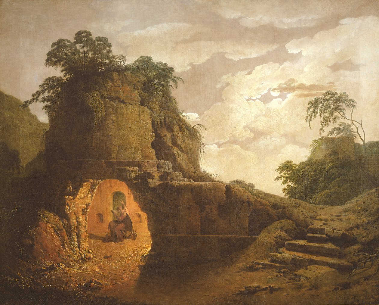 Vergilius grav, med Silius Italicus gestalt, 1779 av Joseph Wright of Derby
