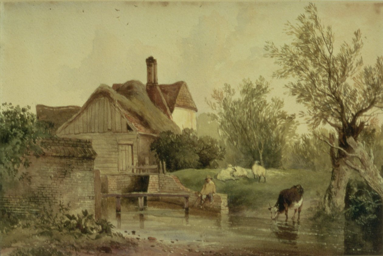 Landskap med en stuga av Joseph William Allen