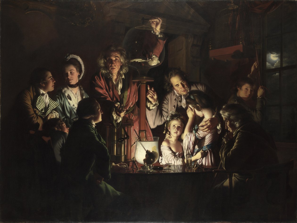 An Experiment on a Bird in an Air Pump av Joseph Wright of Derby