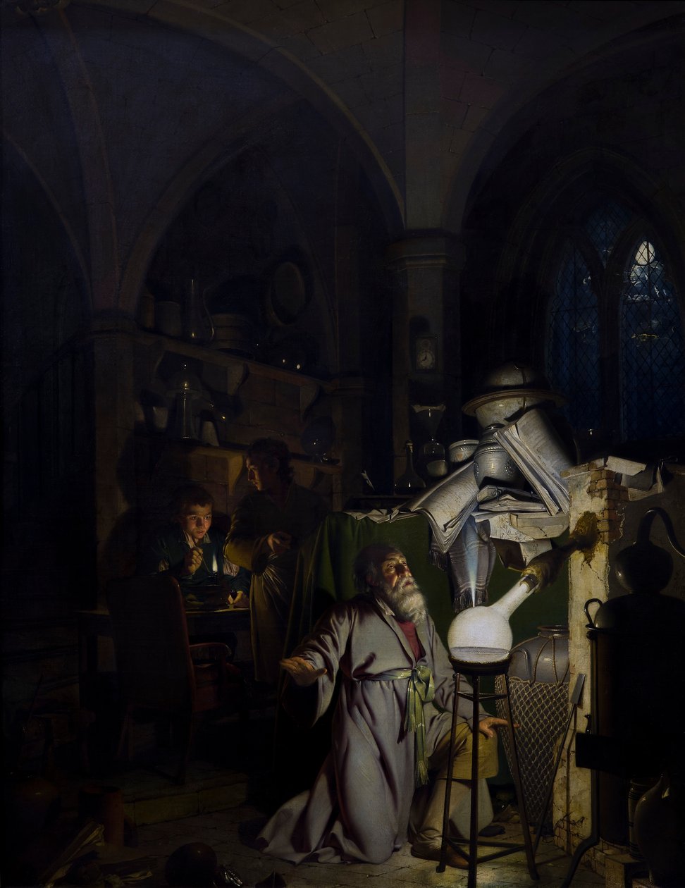 The Alchemist in Search of the Philosophers Stone av Joseph Wright of Derby