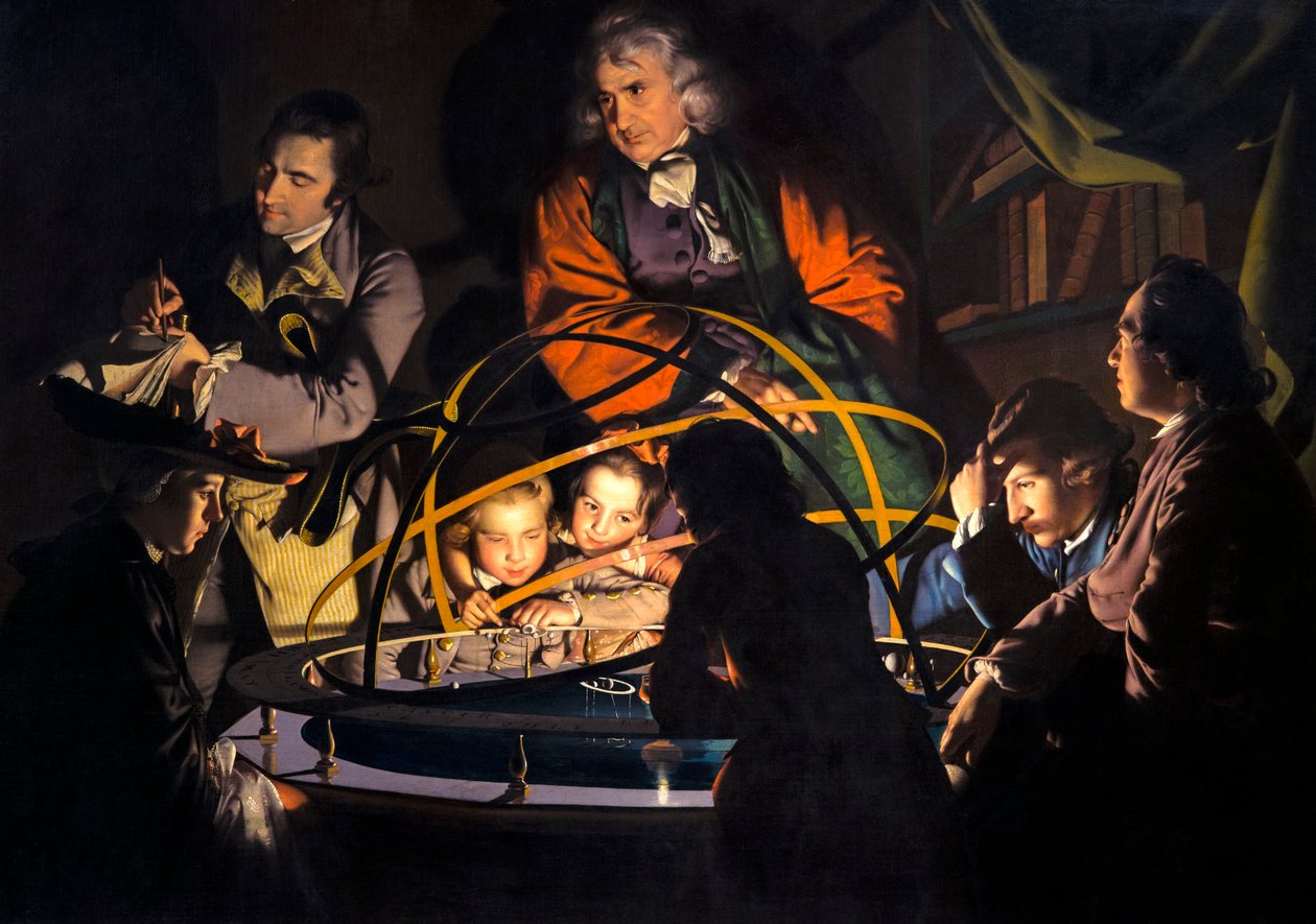 Untitled, known as A Philosopher Giving that Lecture on the Orrery, in which a Lamp is put in place of the Sun or The Orrery av Joseph Wright of Derby