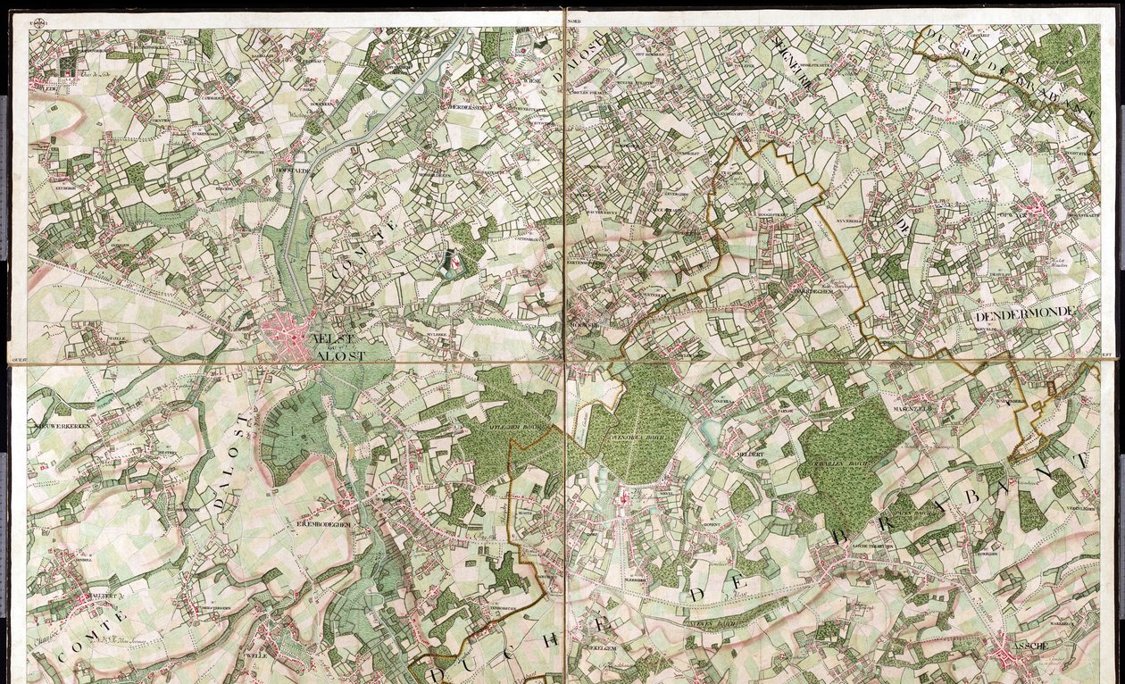 Map of Aelst ou Alost - Aalst, Belgium av Joseph de Ferraris