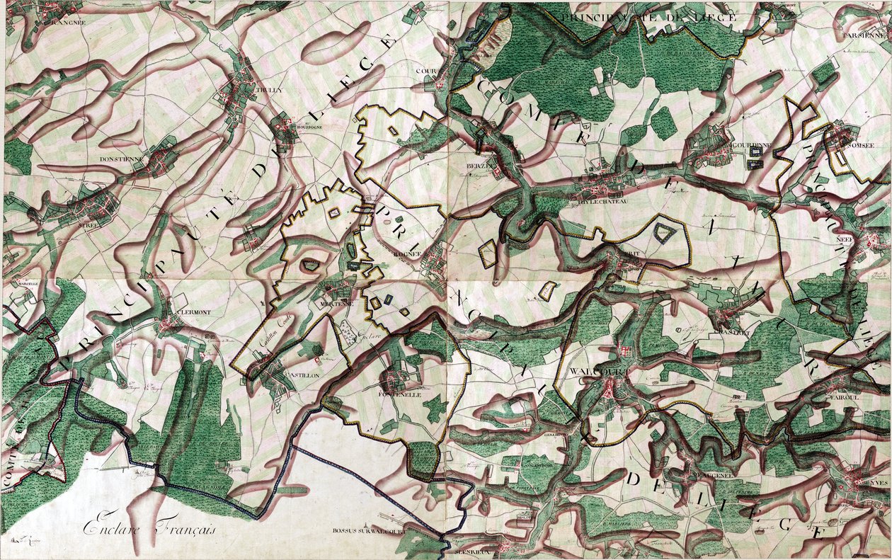Map of Walcourt, Belgium av Joseph de Ferraris