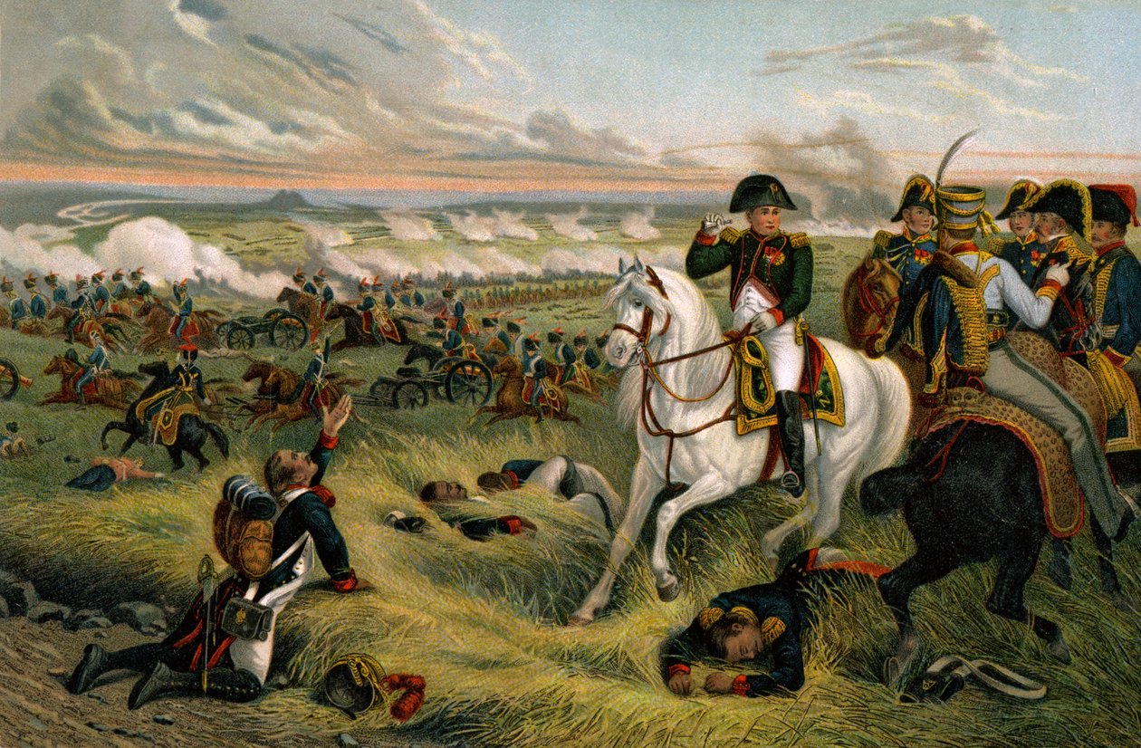 Historia. Frankrike. Franska Ist-imperiet. Napoleon I i slaget vid Wagram av Joseph Louis Hippolyte (after) Bellange