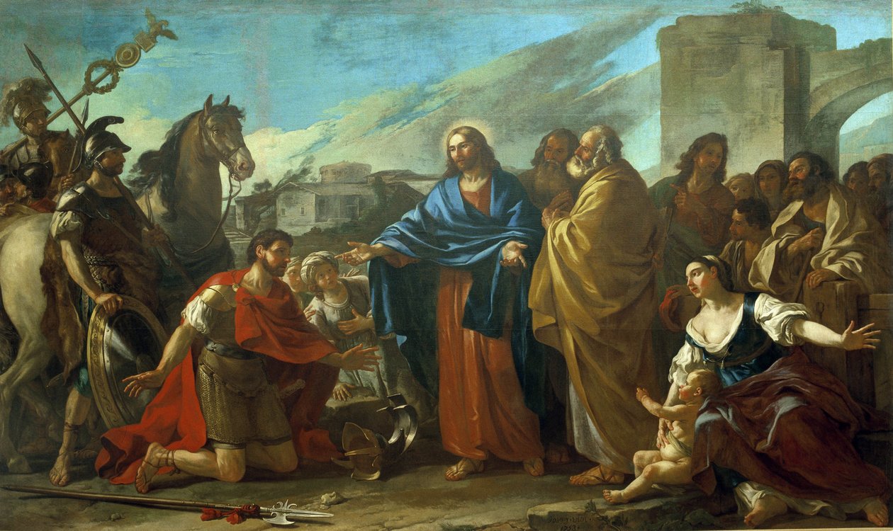 Kristi mirakel: "" centurionen vid Kristi fötter" av Joseph Marie, the Elder Vien